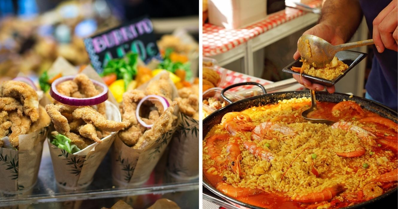 Um guia para as iguarias mais deliciosas de Barcelona (que você pode encontrar nos mercados locais) 3 comida em um mercado de comida de rua em barcelona, espanha